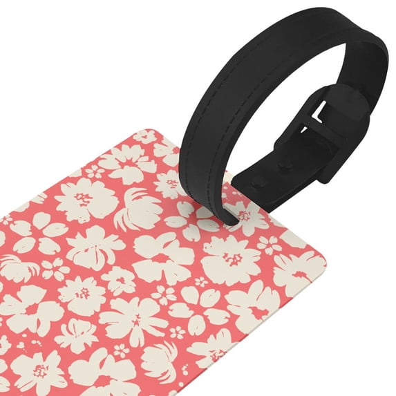 Daiia Beige Flowers Durable Luggage Tags with Secure Strap Travel ID Tags Suitcase ID Tags Bag Identification Tags - Easy Identification for Men and Women
