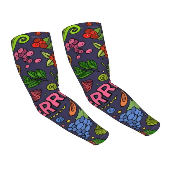 Daiia Berry Fruits UV Sun Protection Arm Sleeves - Cooling Compression Arm Sleeve - Sports & UV Arm Sleeves for Men & Women