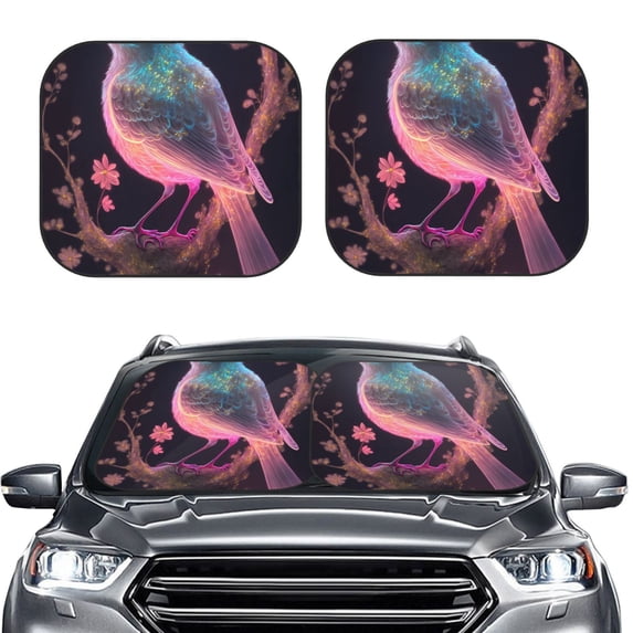 Daiia Bird 1 2PCS Car Windshield Sun Shade, Foldable Sun Shield for Car Front Window, Auto Sun Blocker Visor Protector Universal for Truck SUV Pickup-Medium