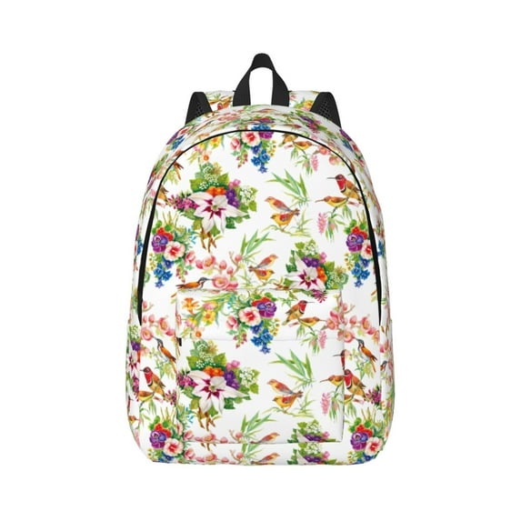 Daiia Birds And Flowers Vintage Canvas Backpack for Men and Women ,Hiking Backpack,Travel Laptop Bag for School,Large Capacity Backpack