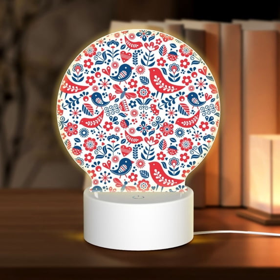 Daiia Birds Flowers Pattern Acrylic Night Light, LED Touch Light, Bedroom Night Light, Soft Glowing Lamp Perfect Gift for Mother's Day, Birthday, or Christmas