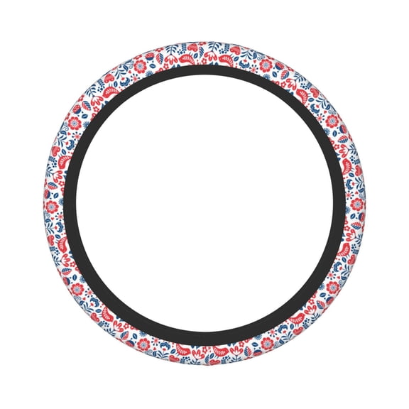 Daiia Birds Flowers Steering Wheel Cover Auto Steering Wheel Covers Breathable Anti-Slip Steering Wheels Car Interior Decor Accessories for Men Women Universal 15 Inch