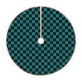thumbnail image 1 of Daiia Black And Teal Checkerboard Drawing Merry Christmas Tree Skirt , Xmas Large Lace-up Tree Skirt, Santa Snowflakes Rustic Home Decorations New Year Party Farmhouse Decor-30", 1 of 6