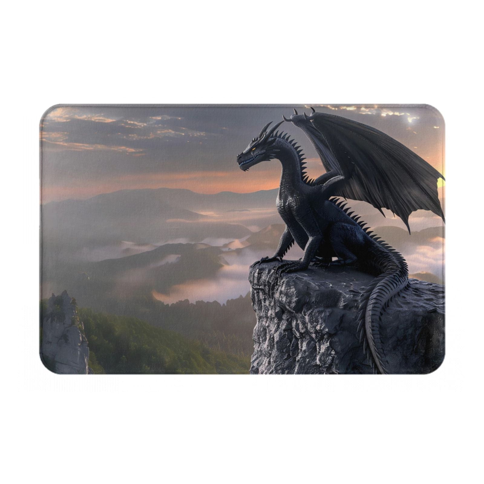 Daiia Black Dragon Cliff Dawn Front Door Mat, Heavy Duty Durable ...