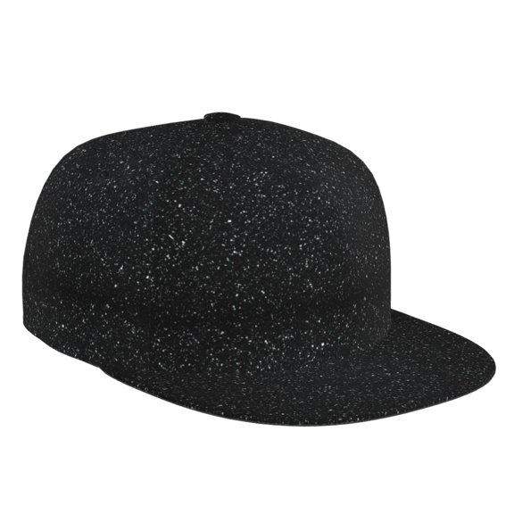 Daiia Black Glitter print Flat Bill Hats Flat Brim Trucker Cap Baseball Cap Adjustable Classic Low Profile Hat Unconstructed Plain Cap