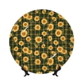 thumbnail image 1 of Daiia Black Ink Green Plaid Sunflower Printed Pattern Ceramic Plate Dinner Plates Bone China Decorative Plates with Display Stand Art Ceramic Ornaments for Wall Hanging Decoration-7in, 1 of 6