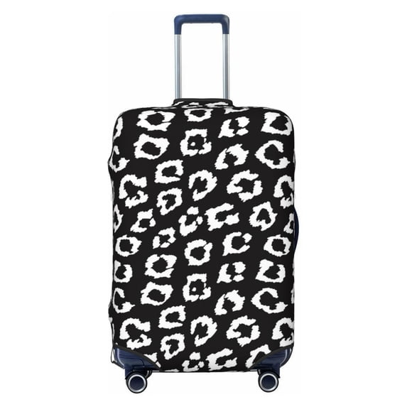 Daiia Black Leopard Luggage Cover, Thickened Washable Travel Luggage Covers, Elastic Unique Baggage Covers for 18-20 inch Luggage-Large