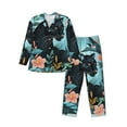 thumbnail image 1 of Daiia Black Panther Floral Illustration for Men's Long-Sleeved Pajama Set – Soft & Comfortable Sleepwear Button-Up Pajamas Cozy Lounge Wear-Small, 1 of 7