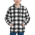 thumbnail image 1 of Daiia Black White Plaid for Boys Fashion Hoodies & Sweatshirts with Kangaroo Pocket,Hooded Sweatshirt for Kid, Breathable& Moisture Wicking-X-Large, 1 of 6