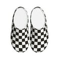 thumbnail image 1 of Daiia Black and White Checkerboard Print Women’s Fuzzy Slippers Memory Foam Lightweight House Shoes Cozy Loafer Flannel House Shoes-39/40, 1 of 7