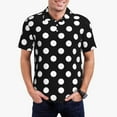 thumbnail image 1 of Daiia Black and White Polka Dot Pattern Men’s Polo Shirts,Solid Deck Shirt,Classic Fit, Breathable Cotton Polo for Casual and Sport Wear-Small, 1 of 9