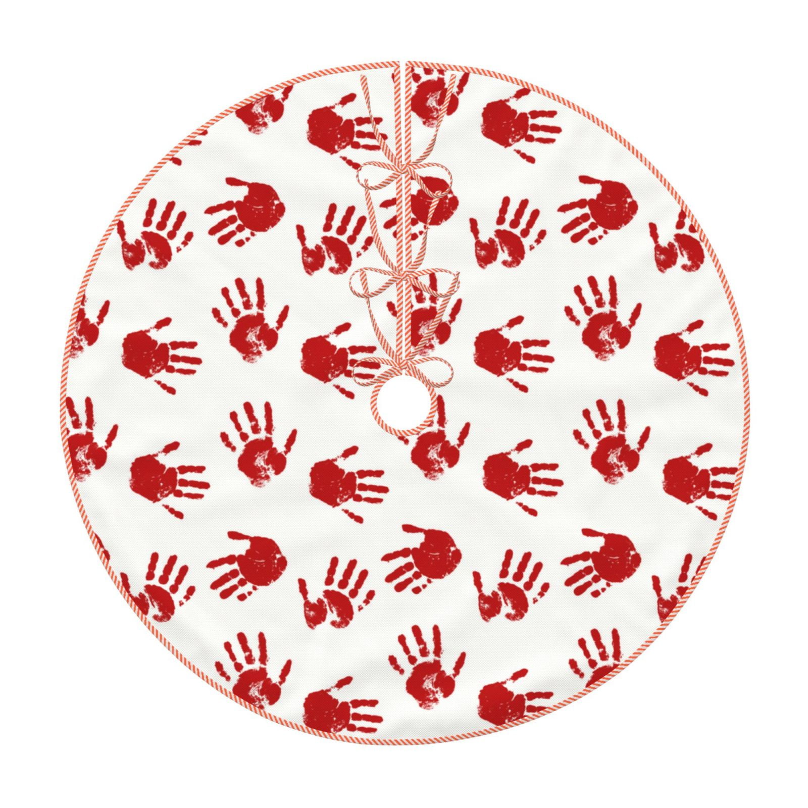 Daiia Bloody Hand Drawing Merry Christmas Tree Skirt , Xmas Large Lace