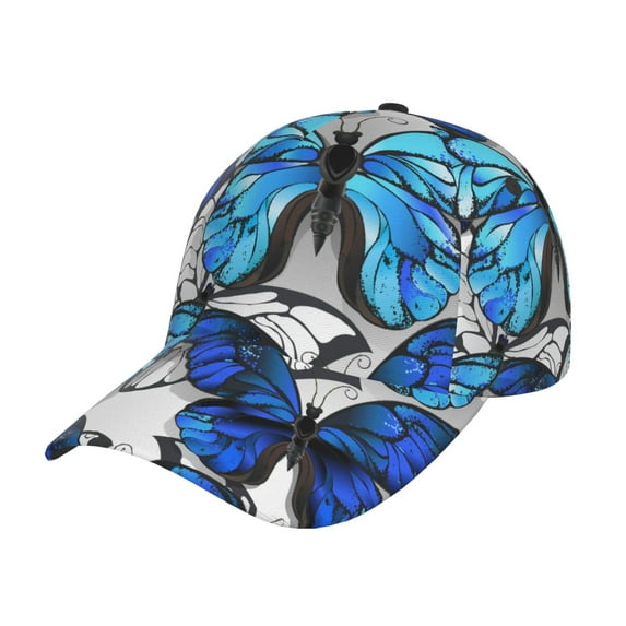 Daiia Blue And White Butterflies Baseball Cap Men Women Classic Adjustable For Running Workout And Outdoor Activitie All Season Dad Hat Gift