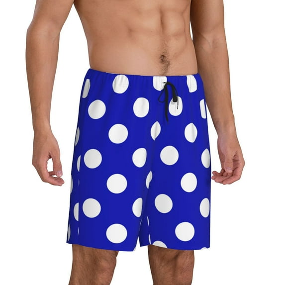 Daiia Blue And White Polka Dot Mens Woven Stretch Pajama Short,Short Pajama Pants-X-Large