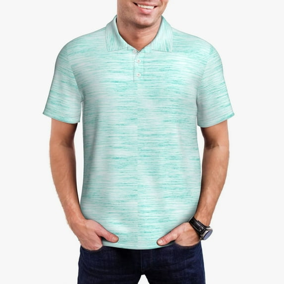 Daiia Blue Bright Pattern Men’s Polo Shirts,Solid Deck Shirt,Classic Fit, Breathable Cotton Polo for Casual and Sport Wear-Small