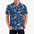 thumbnail image 1 of Daiia Blue Bus Pattern Men’s Polo Shirts,Solid Deck Shirt,Classic Fit, Breathable Cotton Polo for Casual and Sport Wear-Medium, 1 of 9