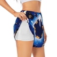 thumbnail image 1 of Daiia Blue Casino Pattern Women's 2 in 1 Running Shorts - Lightweight Athletic Workout Gym Yoga Shorts Liner with Phone Pockets-Small, 1 of 7