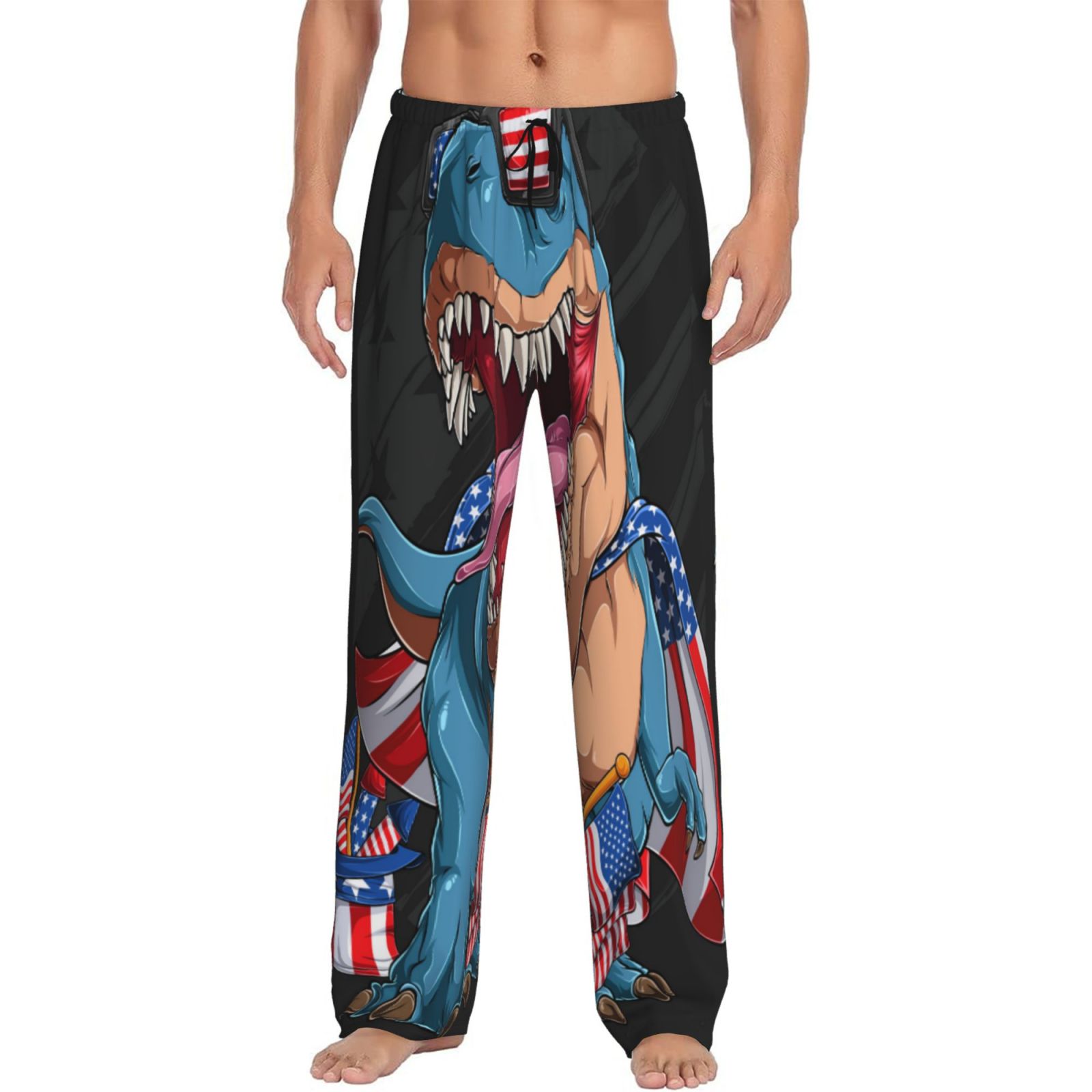Daiia Blue Dinosaur Men's Sleep Pant with Pockets and Drawstring,Pajama ...