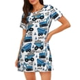 thumbnail image 1 of Daiia Blue Excavator Print Women's Nightshirt Soft Nightgowns for Women Short Sleeve dress Short-sleeved Sleepwear, 1 of 6