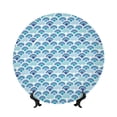 thumbnail image 1 of Daiia Blue Fish Scale Texture Printed Pattern Ceramic Plate Dinner Plates Bone China Decorative Plates with Display Stand Art Ceramic Ornaments for Wall Hanging Decoration-8in, 1 of 6