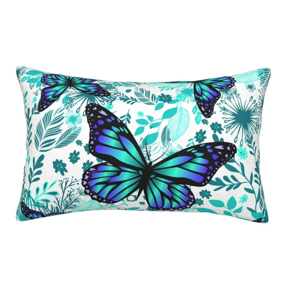 Daiia Blue Floral with Butterflies Bedding Waterproof Pillow Protector Zippered Queen – Bed Bug Proof Pillow Encasement-16"x24"