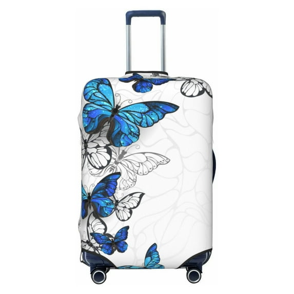 Daiia Blue Flying Butterflies Luggage Cover, Thickened Washable Travel Luggage Covers, Elastic Unique Baggage Covers for 18-20 inch Luggage-Medium