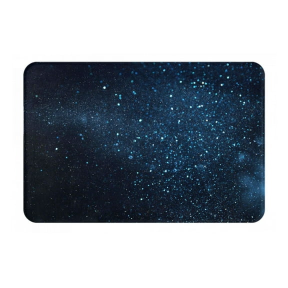 Daiia Blue Glitter Retro Front Door Mat, Heavy Duty Durable Welcome Mat for Outdoor Indoor, Dirt Trapper Waterproof Super Absorbent Door Mat, 16" x 24"