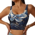 thumbnail image 1 of Daiia Blue Golden Dream Lotus Printed Women's Sports Bra, Breathable Activewear Bra with U-Back Design and Removable Pads, Comfortable and Supportive for Yoga, Workout-Small, 1 of 8