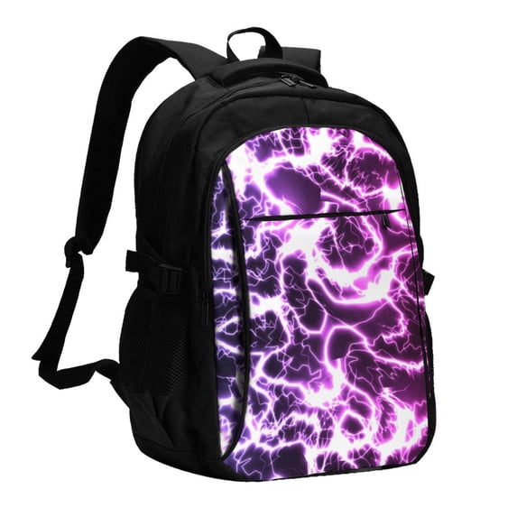 Daiia Blue Lightning Pattern USB Charging Backpack for Men and Women, Anti-Theft Backpack,Travel Backpack,School Backpack,College Backpack,Laptop Backpack