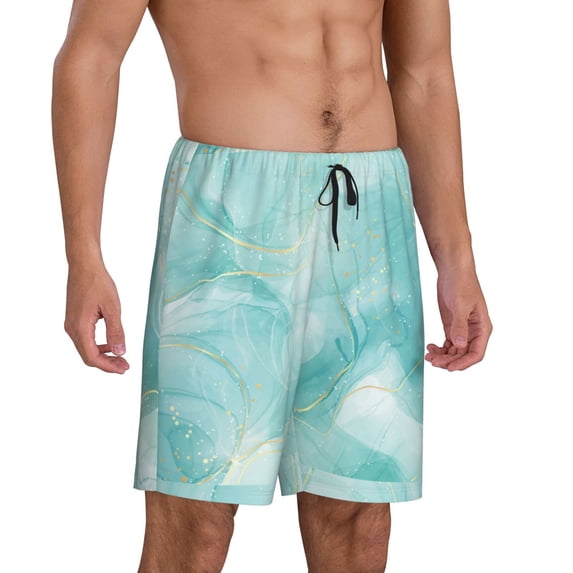 Daiia Blue Marble Mens Woven Stretch Pajama Short,Short Pajama Pants-X-Large