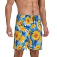 thumbnail image 1 of Daiia Blue Ocean Wave Sunflower Mens Woven Stretch Pajama Short,Short Pajama Pants-Large, 1 of 7