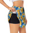 thumbnail image 1 of Daiia Blue Ocean Wave Sunflower Pattern Women's 2 in 1 Running Shorts - Lightweight Athletic Workout Gym Yoga Shorts Liner with Phone Pockets-Medium, 1 of 7