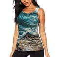 thumbnail image 1 of Daiia Blue Ocean Waves Printed Womens Workout Tops for Women Quick-dry Tank Tops Mesh Yoga Shirts Athletic Running Tank Tops Sleeveless Gym Clothes-Large, 1 of 7