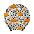 thumbnail image 1 of Daiia Blue Orange Pumpkin fall Printed Pattern Ceramic Plate Dinner Plates Bone China Decorative Plates with Display Stand Art Ceramic Ornaments for Wall Hanging Decoration-6in, 1 of 6