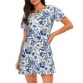 thumbnail image 1 of Daiia Blue Paisley Print Women's Nightshirt Soft Nightgowns for Women Short Sleeve dress Short-sleeved Sleepwear, 1 of 6