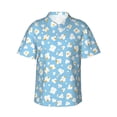 thumbnail image 1 of Daiia Blue Popcorn Hawaiian Shirt for Men Gentle Cotton Regular Short Sleeve Casual-Small, 1 of 9