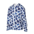 thumbnail image 1 of Daiia Blue Roses UPF 50+ Sun Protection Hoodie Jacket Lightweight Long Sleeve Sun Shirt for Women Men with Pocket Hiking Outdoor-, 1 of 7