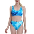 thumbnail image 1 of Daiia Blue Shell printed 2 piece Swimsuit Bikinis for Women High Waisted Racerback Bathing Suits Summer Tummy Control Scoop Neck Swimwear-Medium, 1 of 8