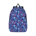 thumbnail image 1 of Daiia Blue Skull Flower Vintage Canvas Backpack for Men and Women ,Hiking Backpack,Travel Laptop Bag for School,Large Capacity Backpack-, 1 of 8