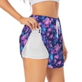 thumbnail image 1 of Daiia Blue Skull Rose Pattern Women's 2 in 1 Running Shorts - Lightweight Athletic Workout Gym Yoga Shorts Liner with Phone Pockets-XX-Large, 1 of 7