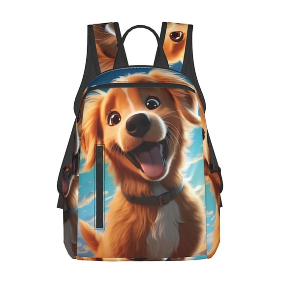 Daiia Blue Sky Cute Dog School Backpack for Men and Women Lightweight Backpack Durable Backpack Water-Resistant,Travel,Work Bag