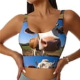 thumbnail image 1 of Daiia Blue Sky Meadow Cute Cow Printed Women's Sports Bra, Breathable Activewear Bra with U-Back Design and Removable Pads, Comfortable and Supportive for Yoga, Workout-Small, 1 of 8