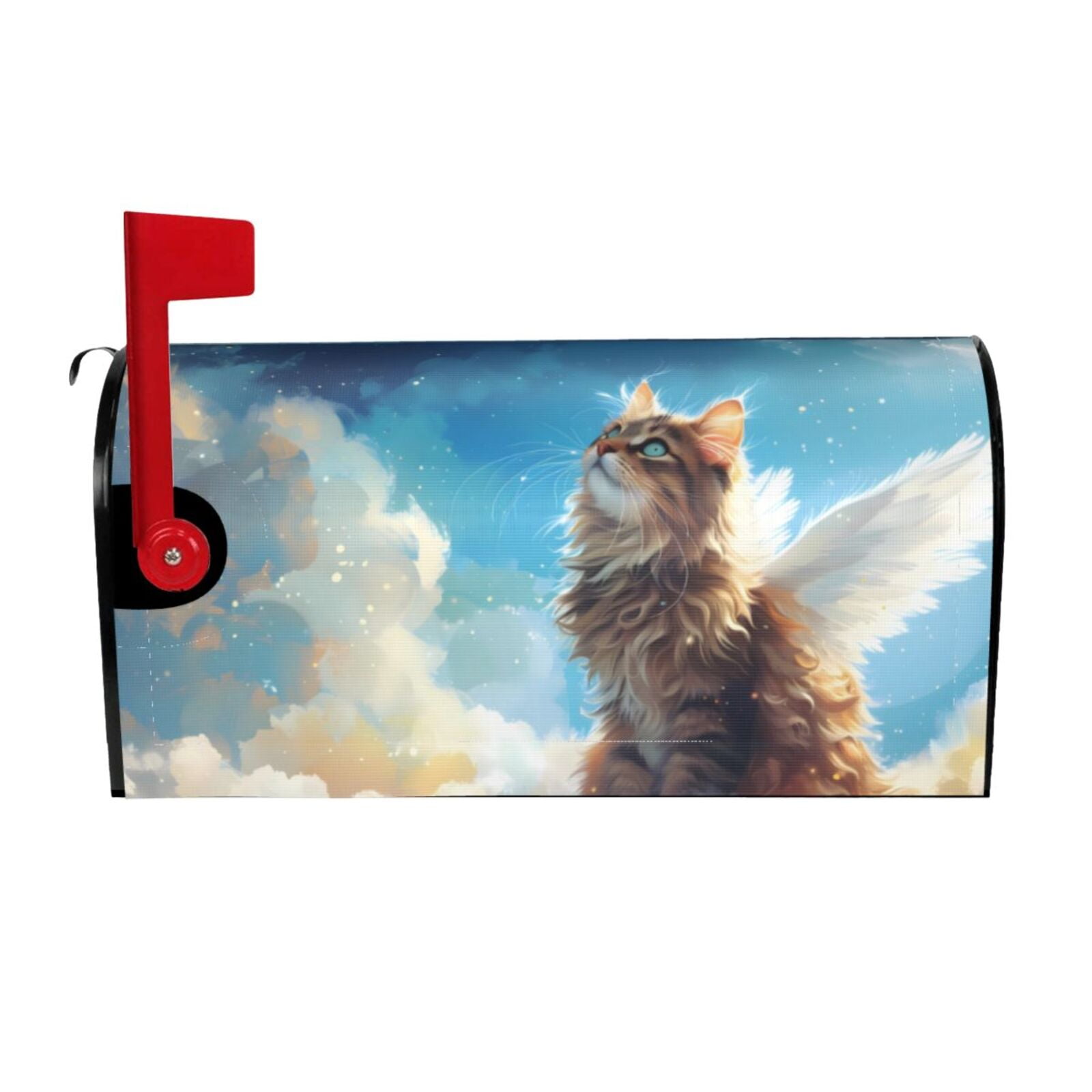 Daiia Blue Sky Winged Cat Mailbox Cover , Mailbox