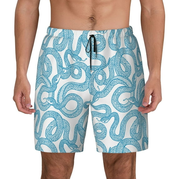 Daiia Blue Snake Mens Swim Trunks Swim Shorts Quick Dry Swim Shorts with Mesh Lining Pockets-Large