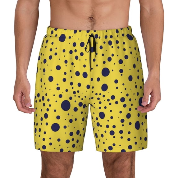 Daiia Blue Spots Mens Swim Trunks Swim Shorts Quick Dry Swim Shorts with Mesh Lining Pockets-Large