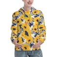 thumbnail image 1 of Daiia Blue Striped Sunflower Pattern Women's Fashion Hoodies & Sweatshirts with Kangaroo Pocket Hooded Sweatshirt with Eye-catching Drawstrings-XX-Large, 1 of 7
