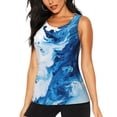 thumbnail image 1 of Daiia Blue White Fluid Art Printed Womens Workout Tops for Women Quick-dry Tank Tops Mesh Yoga Shirts Athletic Running Tank Tops Sleeveless Gym Clothes-Medium, 1 of 7