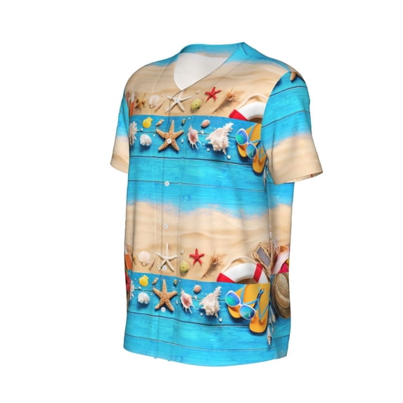 Daiia Boards and Beach Mens Baseball Jersey Button Down Shirts Short Sleeve Sports Uniforms-Medium