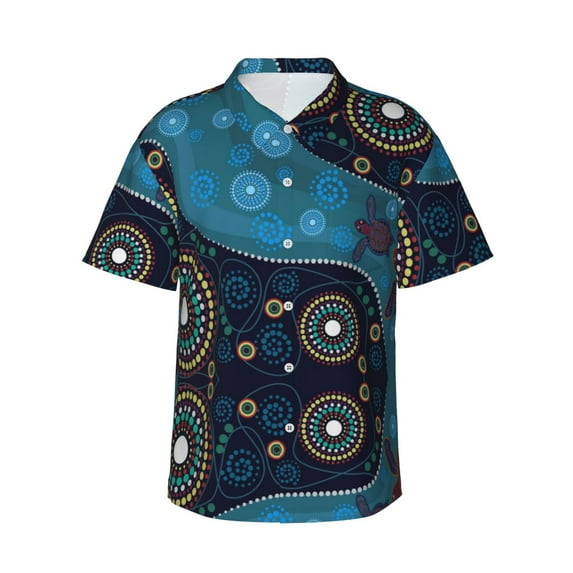 Daiia Bohemian Turtle Hawaiian Shirt for Men Gentle Cotton Regular Short Sleeve Casual-X-Large