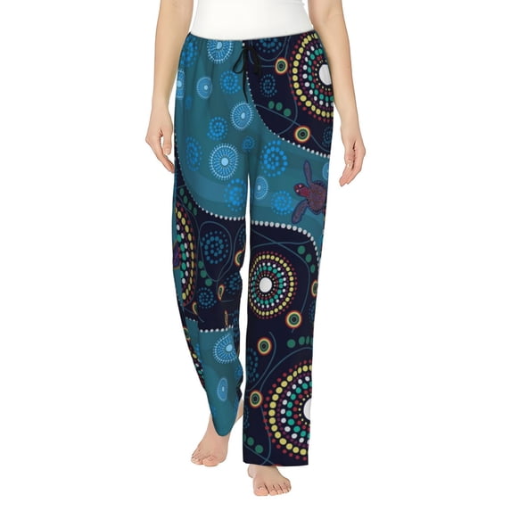 Daiia Bohemian Turtle Women's Sleep Pant with Pockets and Drawstring,Pajama Pants-Small